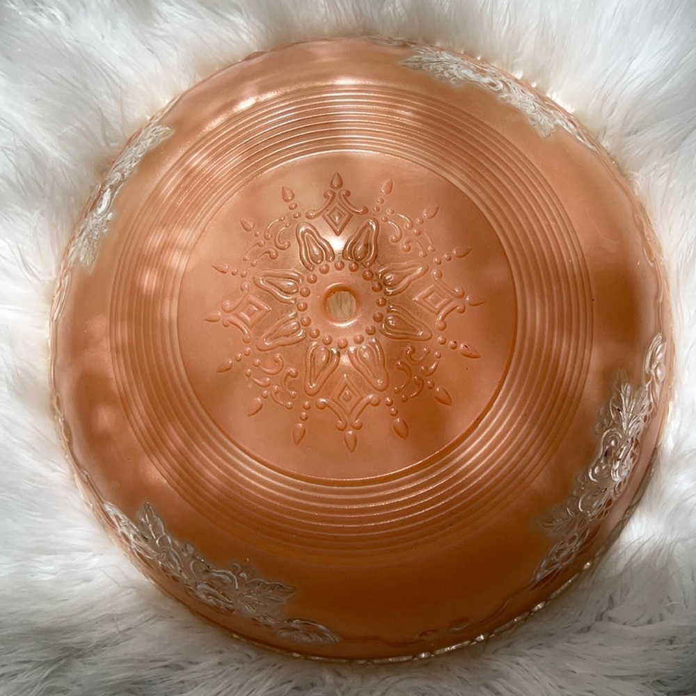Vintage Art Deco Pink Frosted Glass Light Fixture Cover Floral